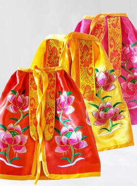 莲花小佛像披风观音斗篷披肩佛衣荷花刺绣披袍黄红色白色仙袍定做