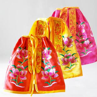 莲花小佛像披风观音斗篷披肩佛衣荷花刺绣披袍黄红色白色仙袍定做
