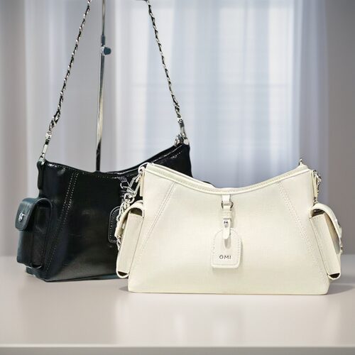 OMI商场同款时尚甜酷机车腋下包