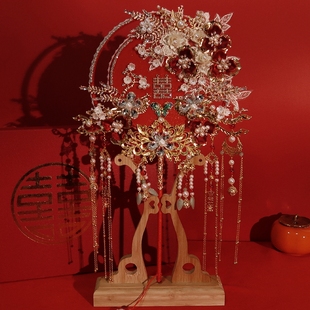 手工中式 秀禾服喜扇婚礼高级感扇子重工团扇新娘结婚扇diy材料包