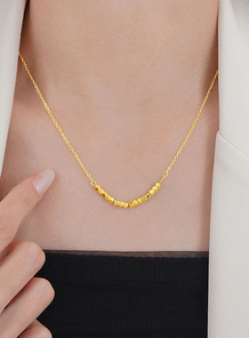 金色小方块项链锁骨链