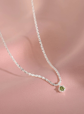 波光粼粼橄榄绿锆石项链