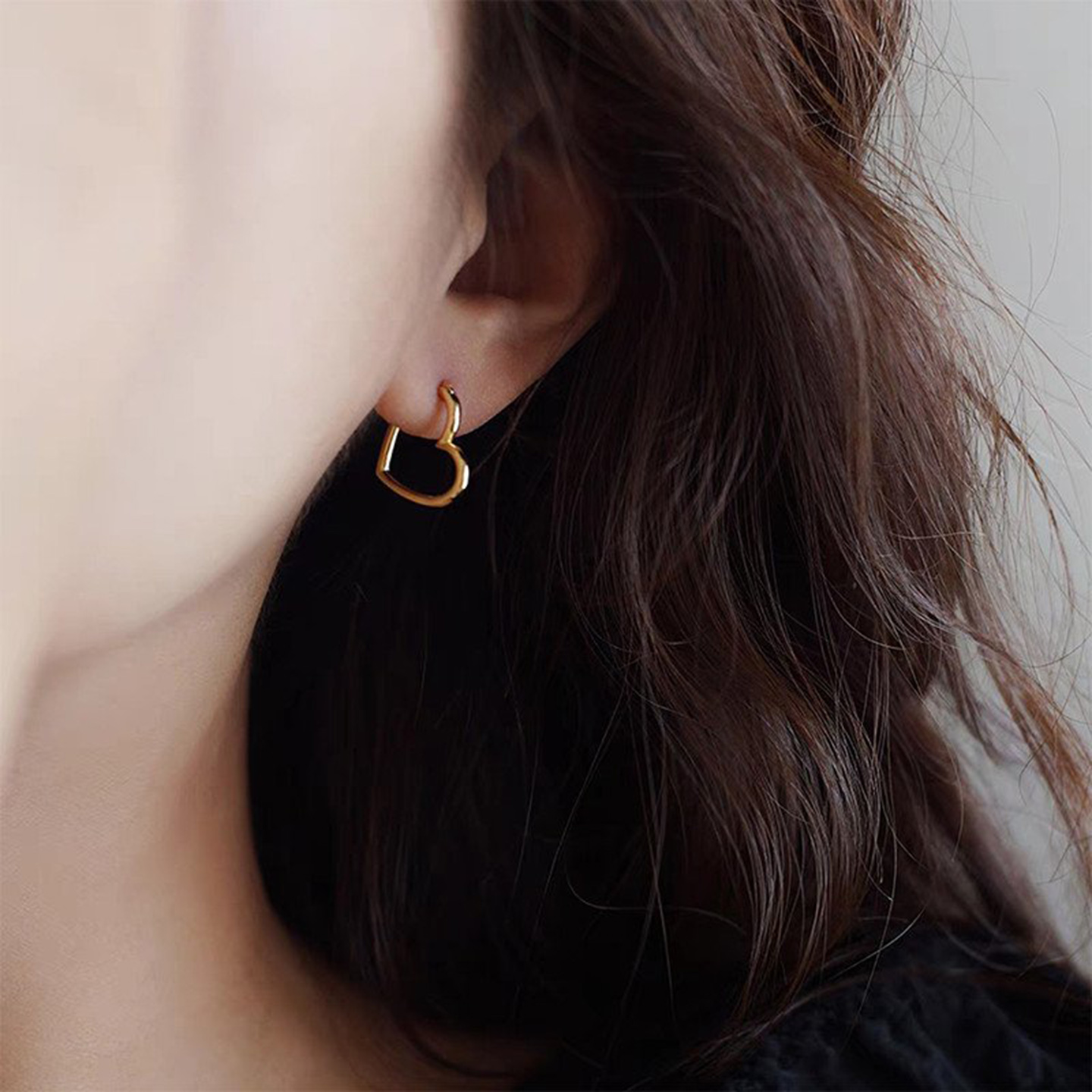 s925银针爱心耳环女耳扣