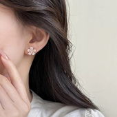 s925银针樱花耳钉女可爱小清新设计感花朵耳环轻奢高级感气质耳饰