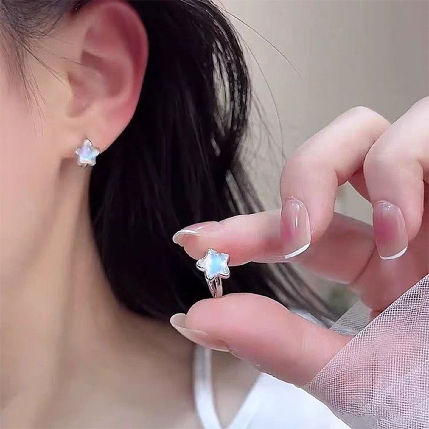 炫彩星星耳环五角星耳饰