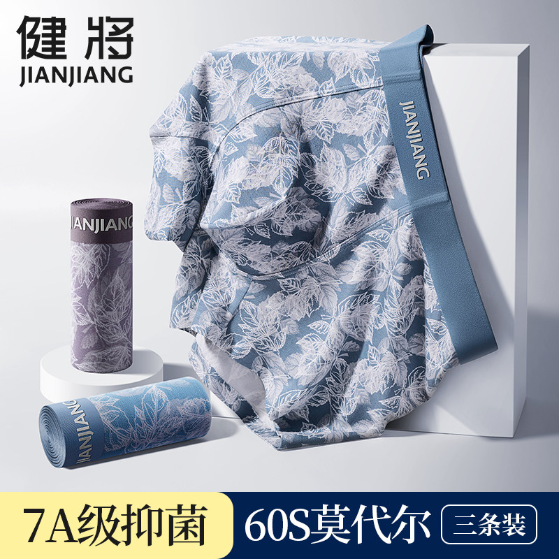 健将男士内裤夏季莫代尔冰丝平角裤男生中腰抗菌男款底裤四角短裤,女士内衣/男士内衣/家居服,男平角内裤,淘宝优惠券,粉丝福利购,淘宝优惠卷