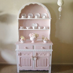 柜美式 乡村拱形储物展示柜 书柜复古全实木雕花餐边柜玄关柜鞋 法式