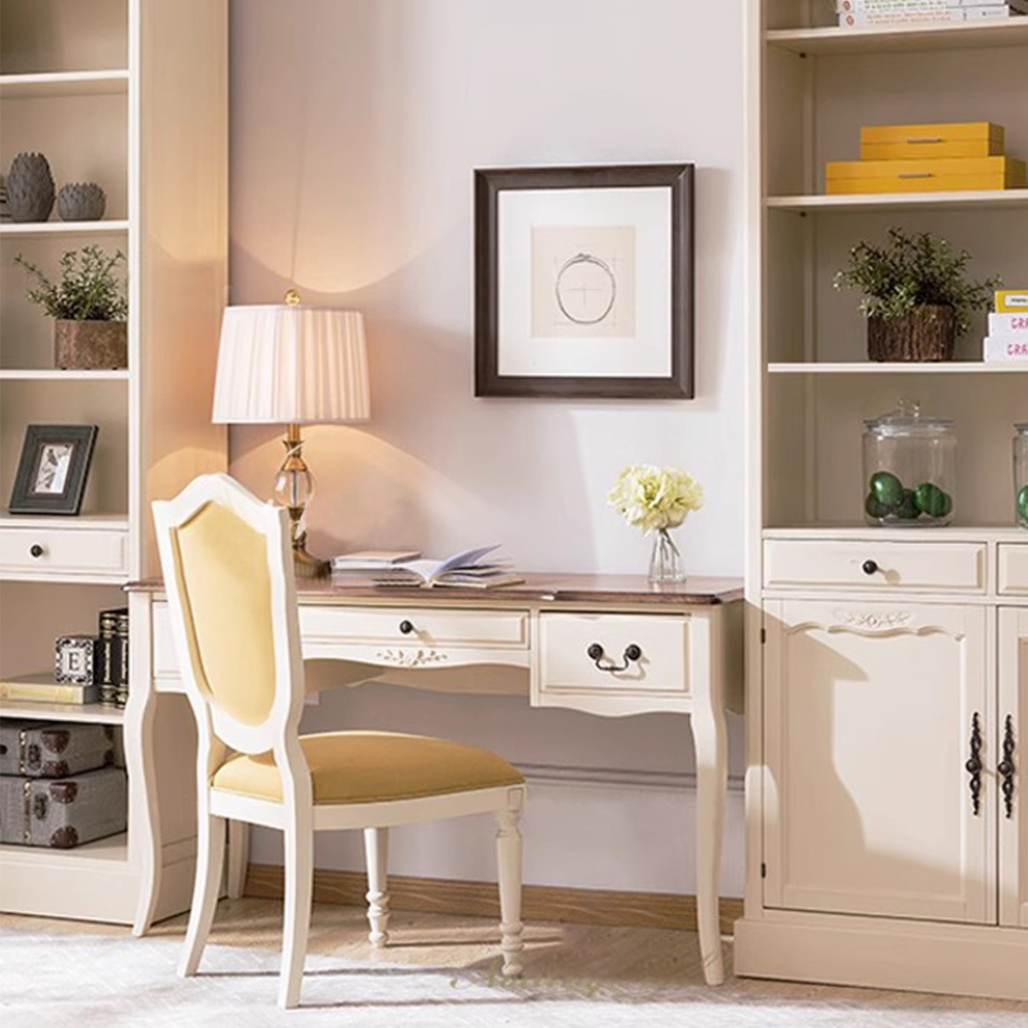 实木书柜赫尔曼仿古储物收纳学生学习桌美式乡村办公桌书房写字台