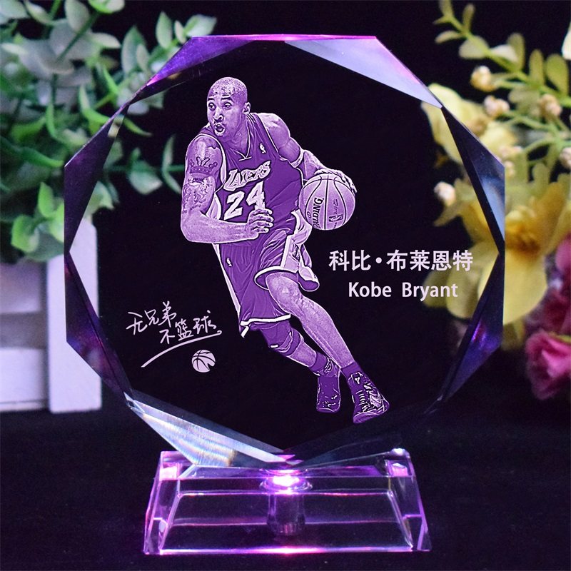 NBA 送男生女朋友生日礼物水晶篮球科比詹姆斯库里定制礼物送同学