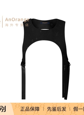 路易威登LV男装2024新款刺绣亮片图案坎肩马甲黑色羊毛背心1ABJT9