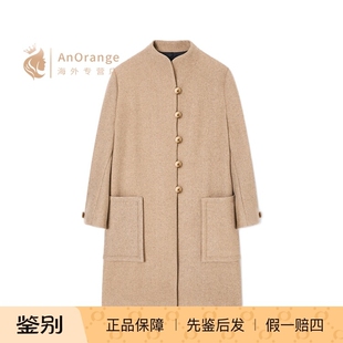 高领单排扣大衣 棕色羊毛混纺长袖 Armani阿玛尼EA女装 2026新款