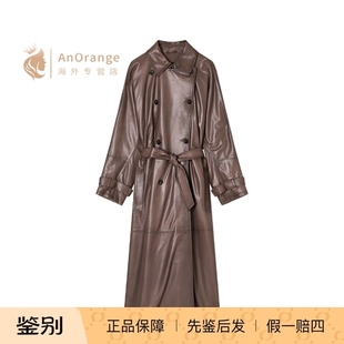 Armani阿玛尼EA女装 棕色小羊皮系腰带双排扣风衣 外套2026新款