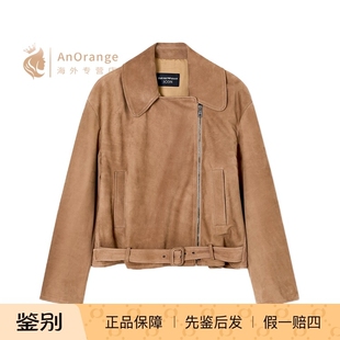 翻领长袖 小牛皮磨砂经典 机车夹克 外套2026新款 Armani阿玛尼EA女装