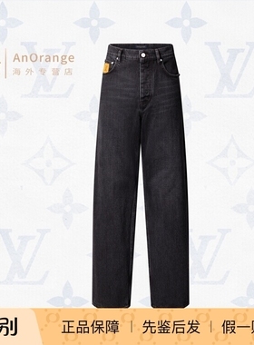 路易威登LV男装2026款长裤黑色棉质刺绣制直筒牛仔裤休闲裤1AILL0
