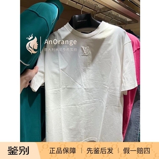 LV/路易威登2023男装柔软白色棉质平纹针织圆领短袖字母T恤1AA5E0