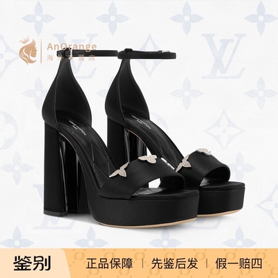 路易威登LV水钻缎面粗跟厚底凉鞋