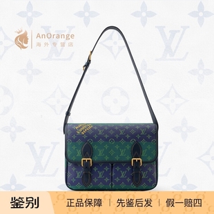 路易威登LV男包Satchel邮差包条纹老花中号翻盖单肩斜挎包M15187