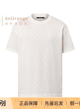 路易威登LV男装2024款短袖休闲款提花刺绣图案棉质T恤白色1AFQ51