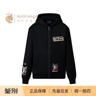 Louis Vuitton/路易威登LV男装黑色连帽拉链棉质卫衣外套1AATM6