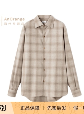 Loro piana/诺悠翩雅LP女装衬衫长袖翻领格纹羊毛衬衫26春夏新款