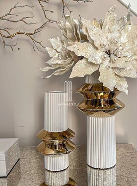 轻奢大理石家居餐桌厅花瓶插花摆件玄关创意艺术装饰品工艺品置物