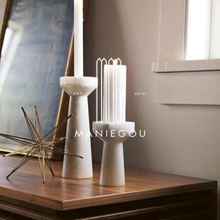 进口天然大理石白色圆桌餐桌厅置物架果盘茶几摆件装饰品收纳托盘