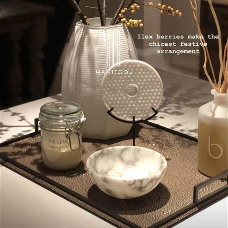 现代简约大理石甜品台样板间商用茶几托盘糕点水果托盘装饰摆件