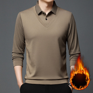 广州十三行沙河高端品牌男装假两件毛衣加绒杭州四季青打底衫秋冬