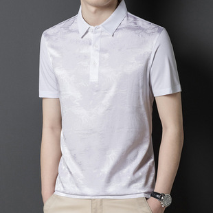 广州十三行高端男装夏季短袖真桑蚕丝POLO衫商务T恤意大利奢侈品