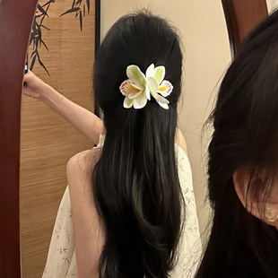 山沐手作「茉白信筏」古风气质花朵发夹女侧边夹头饰头花发卡发饰