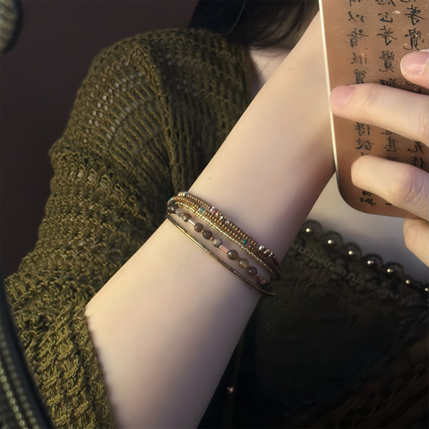 山沐手作「迟暮」复古美拉德多层叠戴串珠手链女夏季波西米亚手串,饰品/流行首饰/时尚饰品新,手链,淘宝优惠券,粉丝福利购,淘宝优惠卷