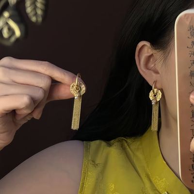 山沐手作「画里秋声」新中式珐琅彩花朵耳环女高级感耳钉气质耳饰