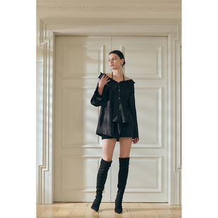 仿醋酸双面缎衬衫 Blue 高级两穿式 法式 Call