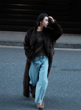 《时光琥珀》冬季慵懒感宽松环保水貂长短款皮草外套