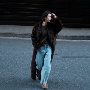 《时光琥珀》冬季慵懒感宽松环保水貂长短款皮草外套