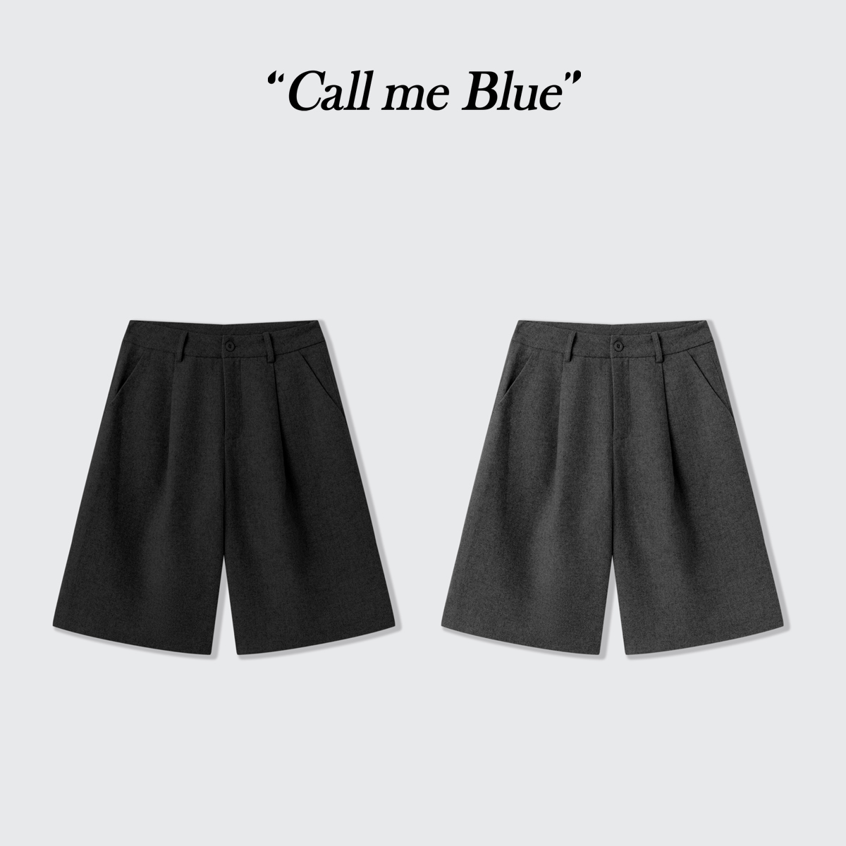 Call me Blue经典质感纯色显瘦羊毛混纺短款中裤