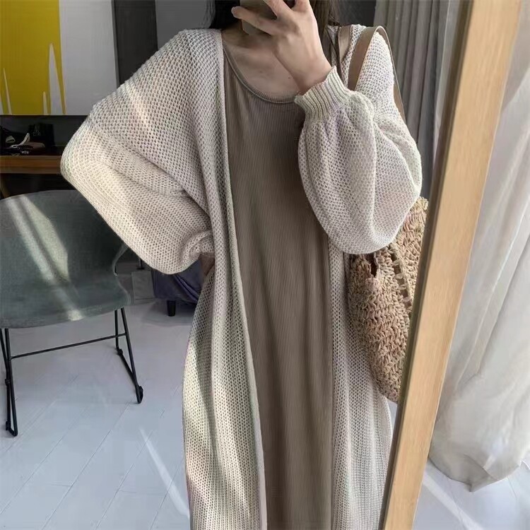 中长款针织开衫薄灯笼袖防晒衣外毛针织衫