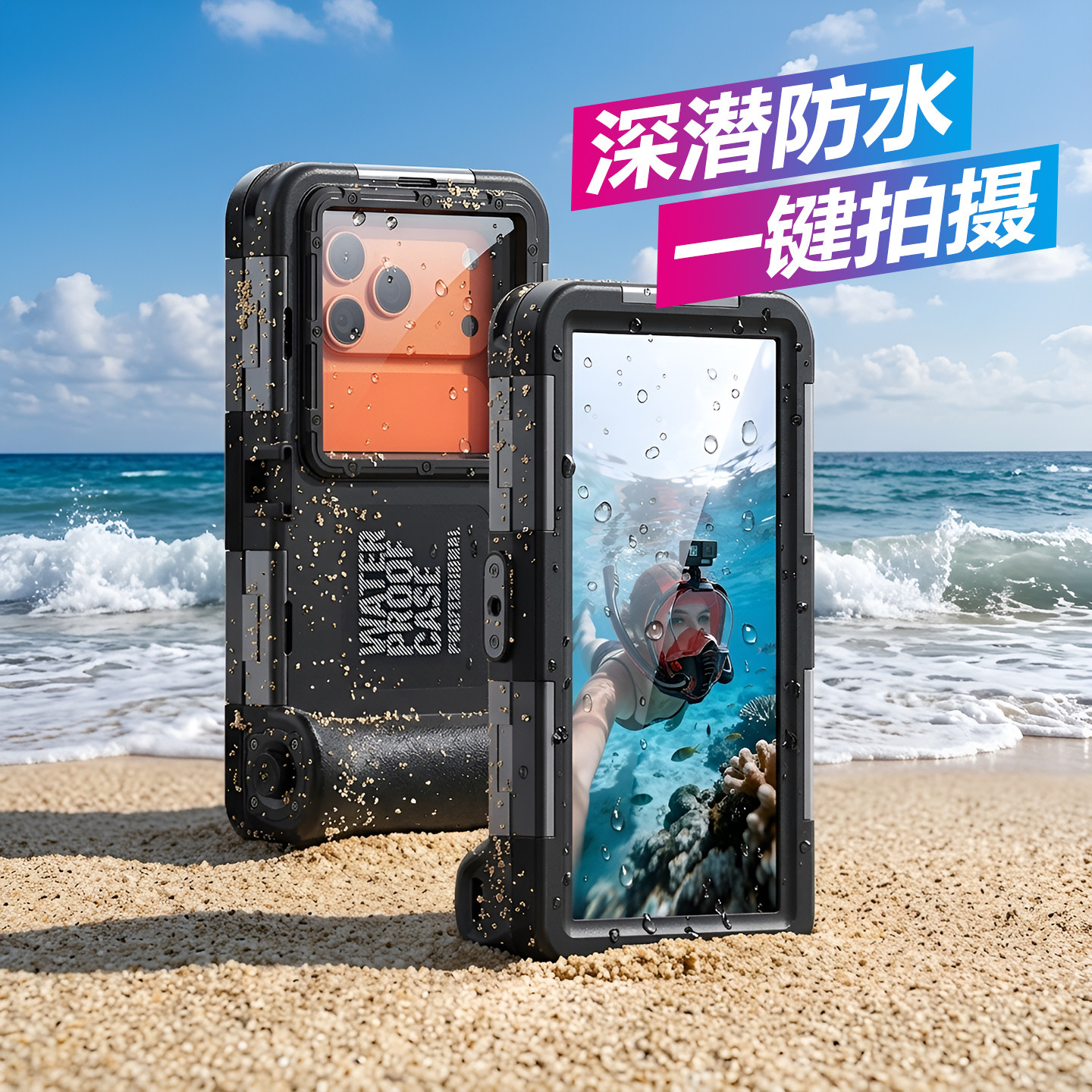 Waterproof Case苹果17ProMax防水手机壳适用iPhone16Pro自由潜15/16Plus水下高清拍照录像保护三星S26浮潜14