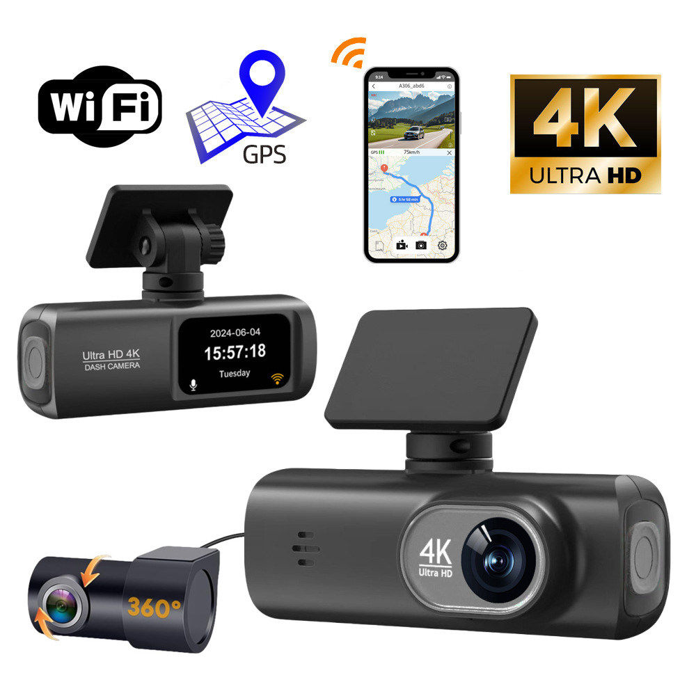 4K Dual Lens Car DVR Dash Cam Recorder WiFi Parking Monitor