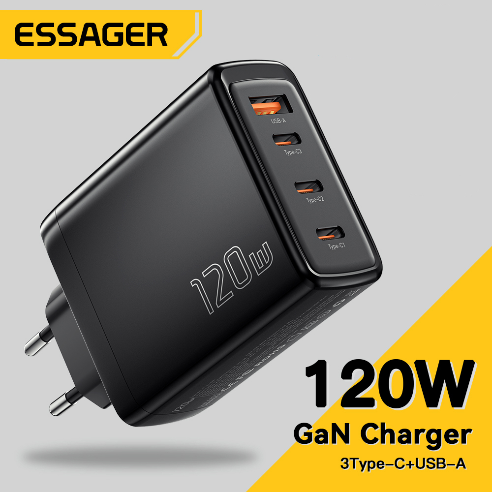 Essager 65W 100W 120W USB C Charger PD Quick Charge Type-C Charging GaN氮化镓欧标港版充电器头EU/UK英 3C数码配件 手机充电器 原图主图