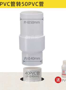 40PVC管变径50直接 厨房菜盆卫生间台盆40排水管转接50PVC管接头