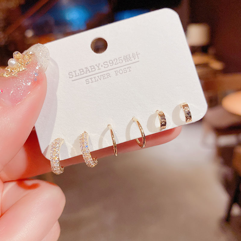 韩国东大门高级感轻奢组合小耳圈耳环2024年新款潮气质精致耳钉女