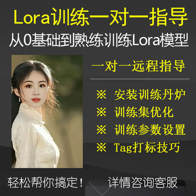 一对一指导教学训练lora模型写实风格真人训练sd建模场景产品服务