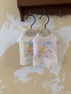 现货Bee泡泡浴法式 复古T宠物衣服狗狗背心马尔济斯约克夏西施衣服