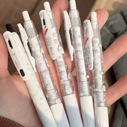 日本ZEBRA斑马JJ29冬日雪花羽毛按动中性笔ins高颜值波点款刷题笔