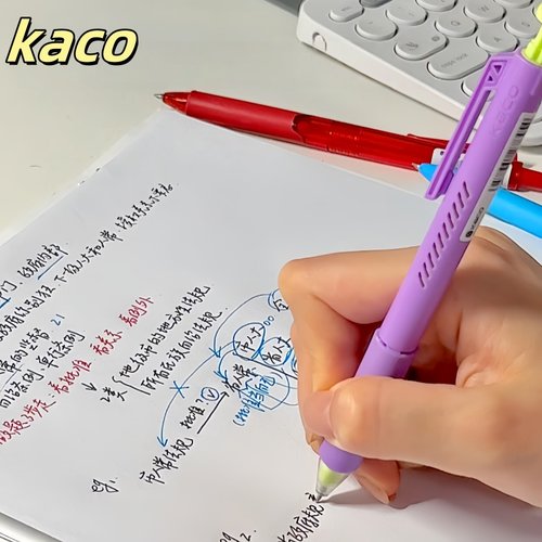 KACO充能笔中性笔大容量赛博系学生书写黑色0.5软握胶ST笔尖顺滑