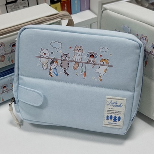 KOKUYO国誉木野梦境限定猫咪笔袋耐脏大容量收纳桌面可立式文具袋