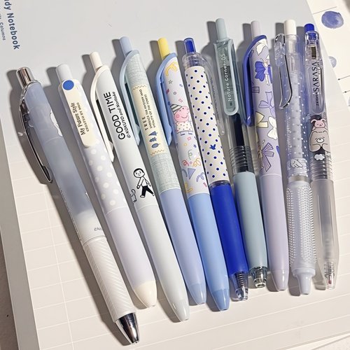蓝色系日本KOKUYO国誉加藤木蝴蝶结按动中性笔刷题笔波点速干水笔