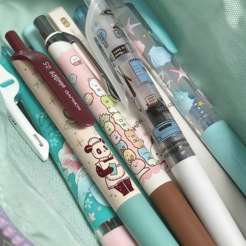 薄荷巧克力色KOKUYO国誉OB1TOY按动熊猫中性笔黑色刷题速干水笔