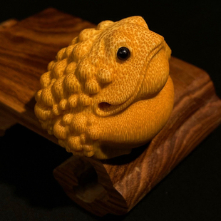 【鹰嘴金蟾】实心龙血金丝竹雕刻手把文玩摆件招财蛤蟆送礼蟾蜍